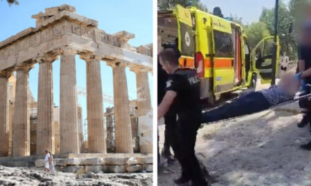 (Видео) Туристка колабирала на Акропол, денес ќе биде затворен од 12 часот поради горештините