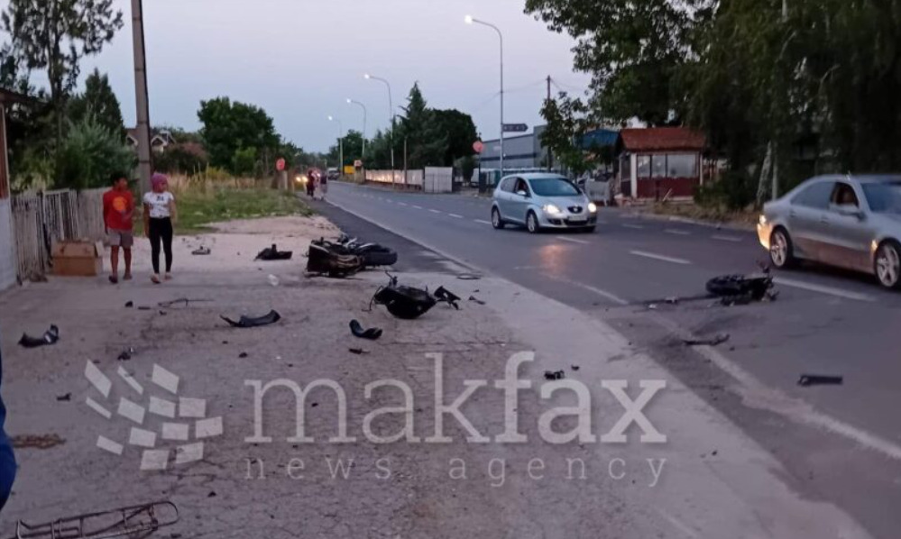 (Фото) Тешка несреќа во Маџари, едно лице во болница – мотоцикл се судри со автомобил