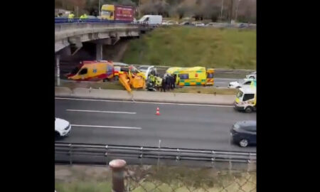 (Видео) Хеликоптер се урна на обиколница во Мадрид, неколку повредени